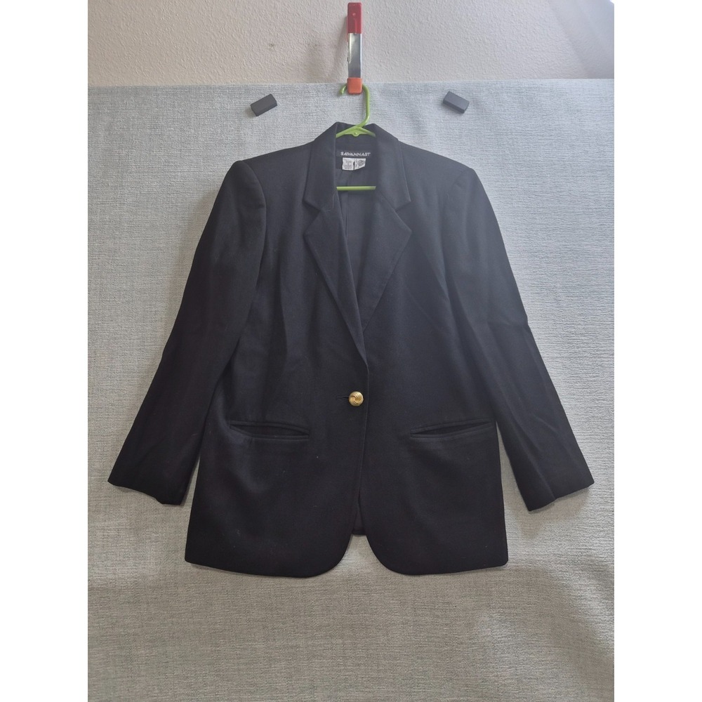 Vintage Savannah Blazer Jacket Womens 6 Gray Wool Notch Lapel Single Breasted